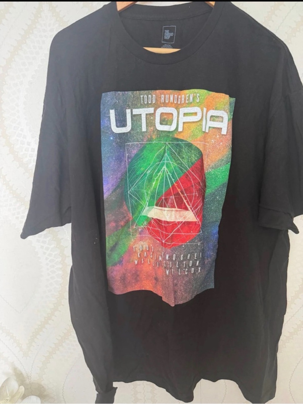 Topia Black Short Sleeve Tee with Green & Red Multicolor Graphic